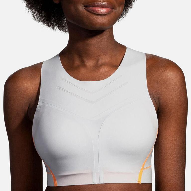 Brooks Dare High-Neck Run NZ - Women's Running Bra - White (87610-IXVF)